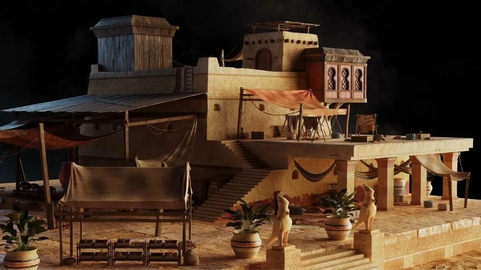 3D-визуализация торгово-складской застройки Древнего Египта