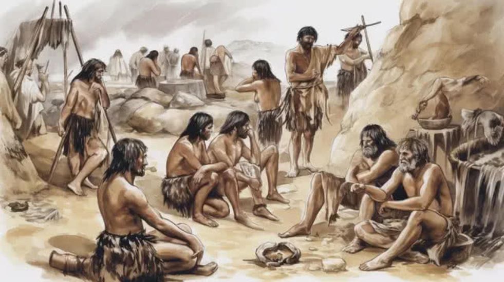Иллюстрация ранней точки обмена в первобытном обществе