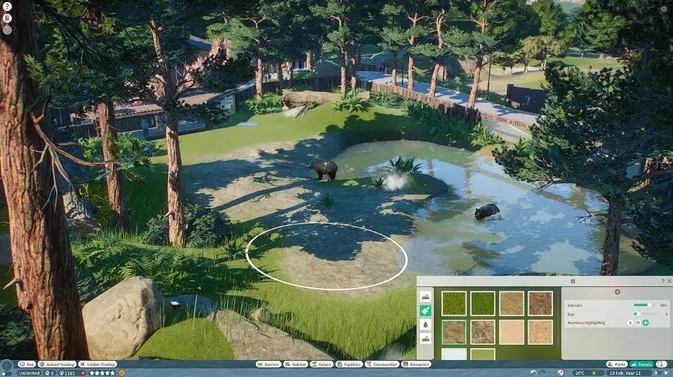 Благоустройство и редактирование территории вольера в Planet Zoo
