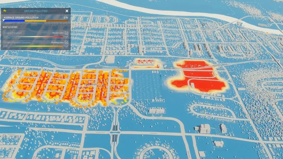 Карта загрязнения почвы в Cities Skylines II