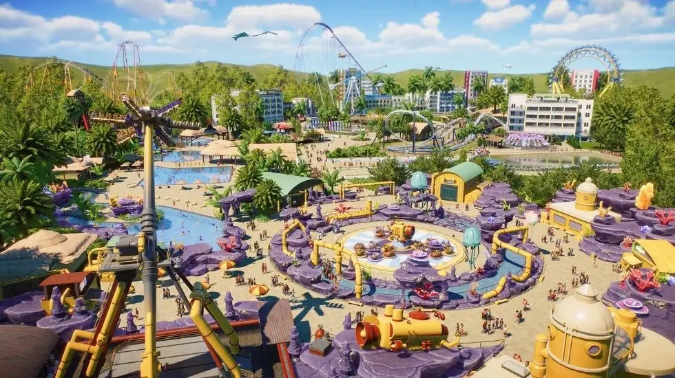 Пример парка развлечений в Planet Coaster 2