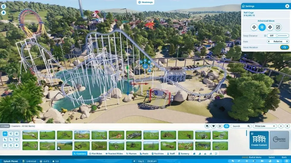 Размещение и редактирование американских горок в Planet Coaster 2