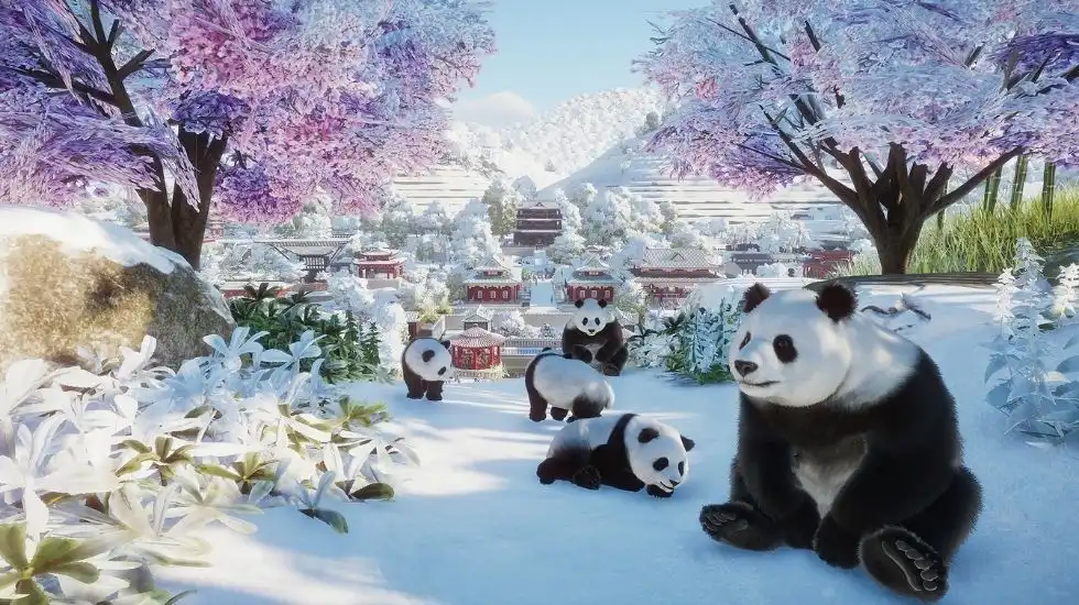 Тематический вольер для больших панд в Planet Zoo